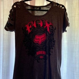 Fox Shirt with Shoulder Cut Outs